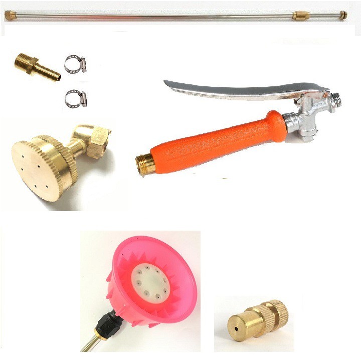 Bộ Tay bóp tưới cây, cần inox và các đầu béc tưới cây phun phân bón cho bình bơm hoặc máy bơm mini Số 10