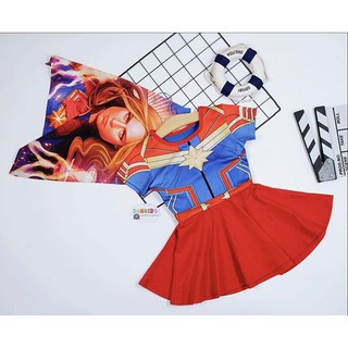 Váy hóa trang Siêu nhân Captain cho bé gái - kèm tà bay