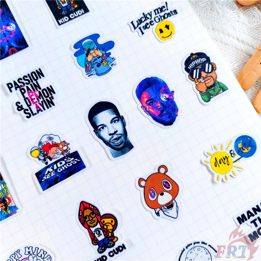 ★★★ Sticker Dán Mini Cudi &amp; Kanye West Q-1 ★★★ 48 Miếng Dán Decal Thời Trang Trang Trí Album