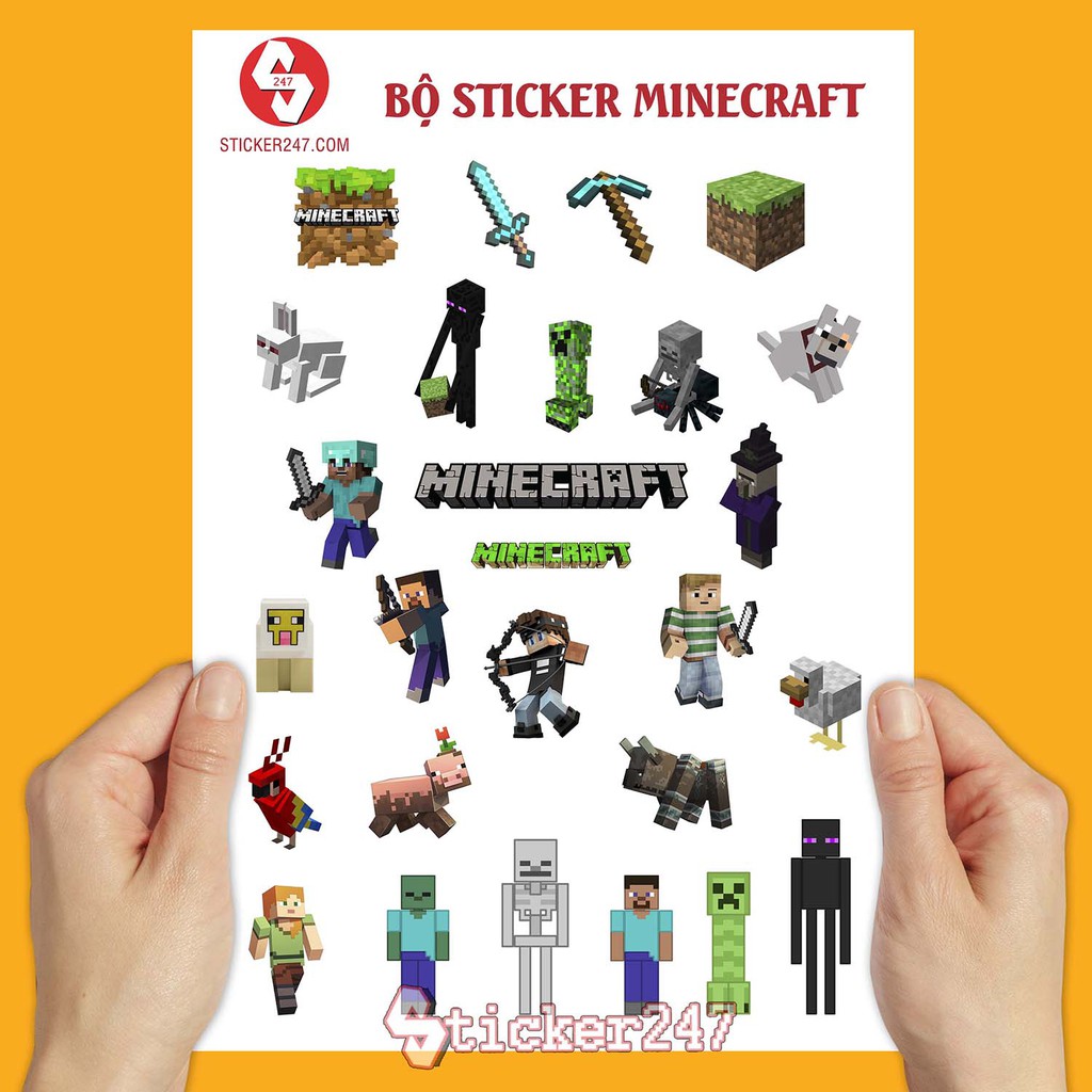 Sticker Minecraft game 𝑭𝒓𝒆𝒆𝒔𝒉𝒊𝒑 chống nước decal hình dán laptop, điện thoại, mũ bảo hiểm ▪️ GAM01