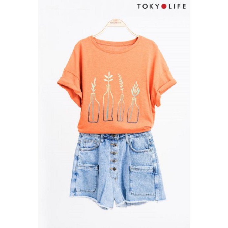 Áo thun Nữ TOKYOLIFE cổ tròn dáng rộng I9TSH014G
