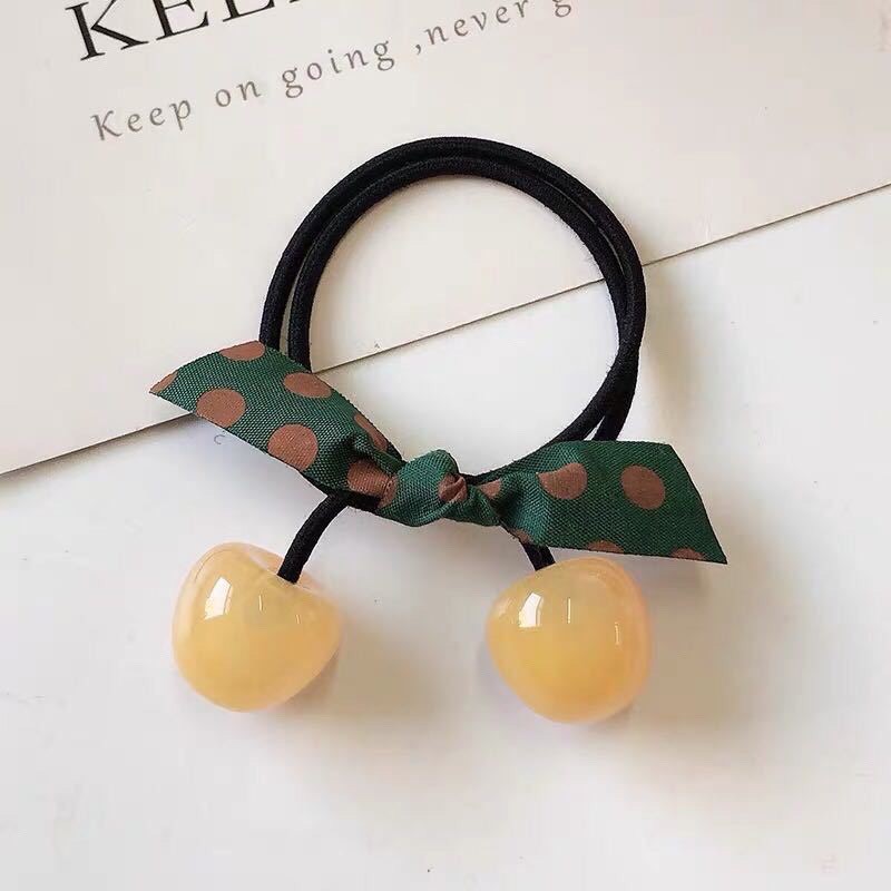 Dây Buộc Tóc Hình Quả Cherry Phối Nơ Thời Trang Xinh Xắn