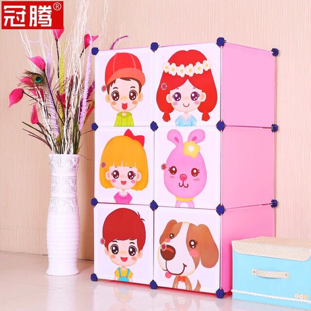 Tủ quần áo- tủ lắp ghép- tủ 6 ô Size 37x47cm.  Tặng kèm 1 treo đồ