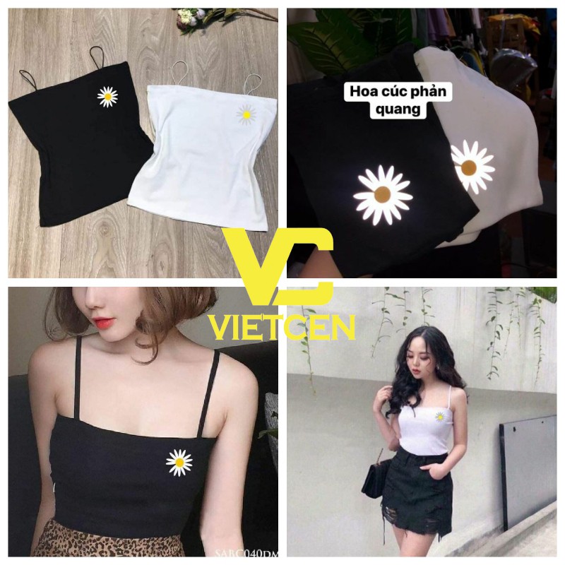 Áo hai dây ôm nữ HOA CÚC áo 2 dây croptop body sợi bún mềm co giãn - VIETCEN