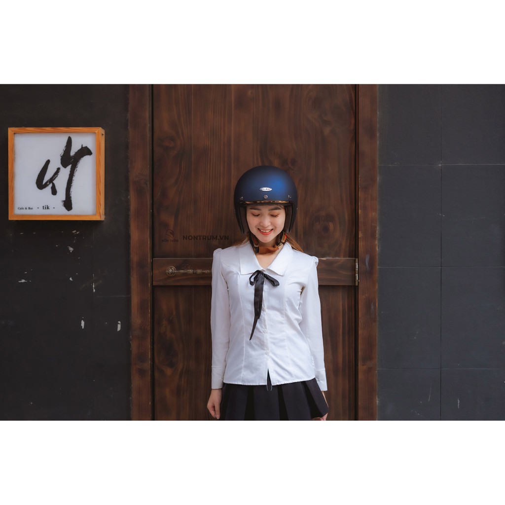 Mũ bảo hiểm 3/4 Balder light màu xanh mực nhám, size M L XL, freeship toàn quốc