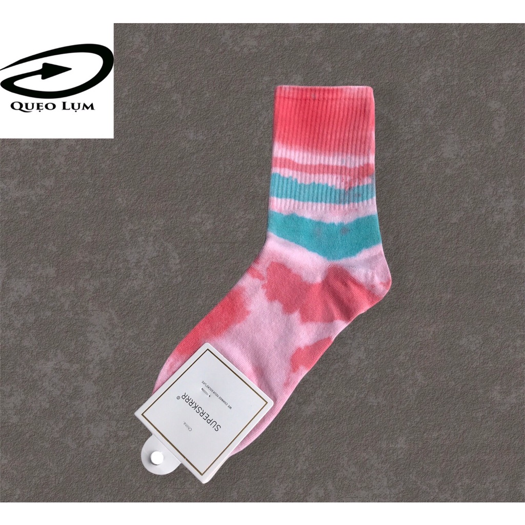 Tất (vớ) nữ Tie-Dye loang cổ cao nhiều màu V21
