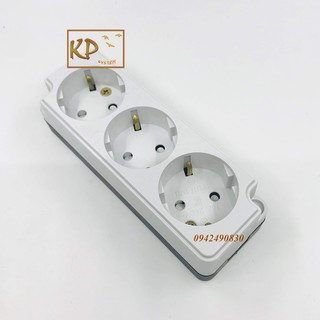 Ổ cắm Hàn Quốc - ổ cắm schuko 16A 3 ổ lắp nổi có chân tiếp địa FS-SKN3