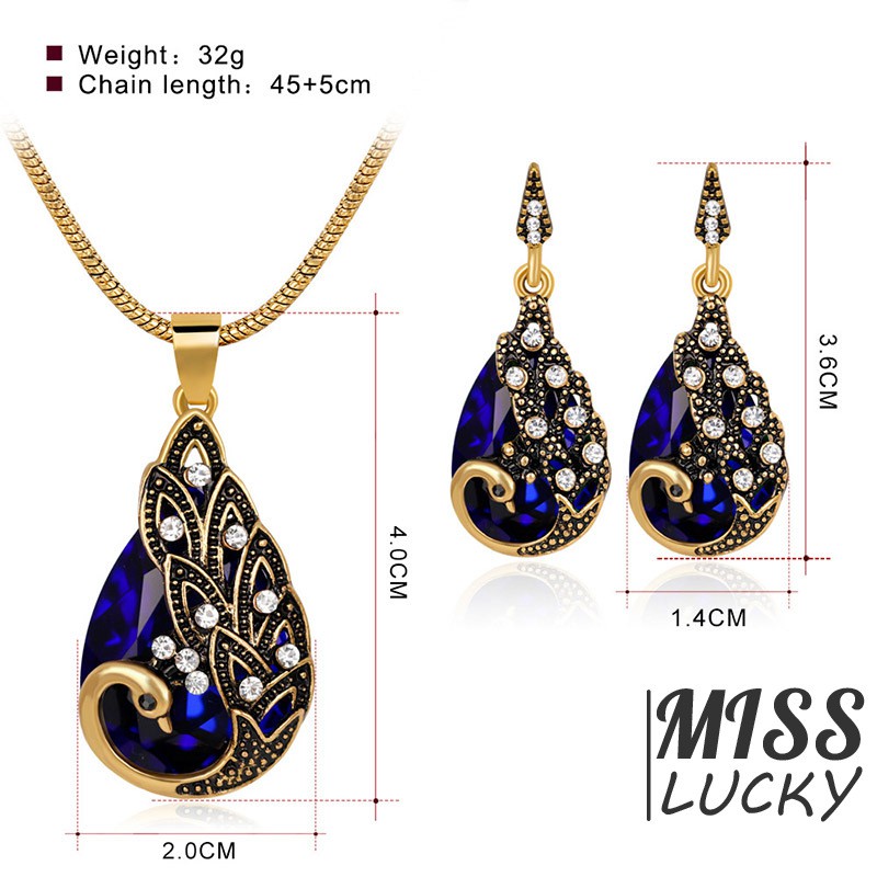 Set dây chuyền và khuyên tai phong cách cổ điển thanh lịch dành cho nữ