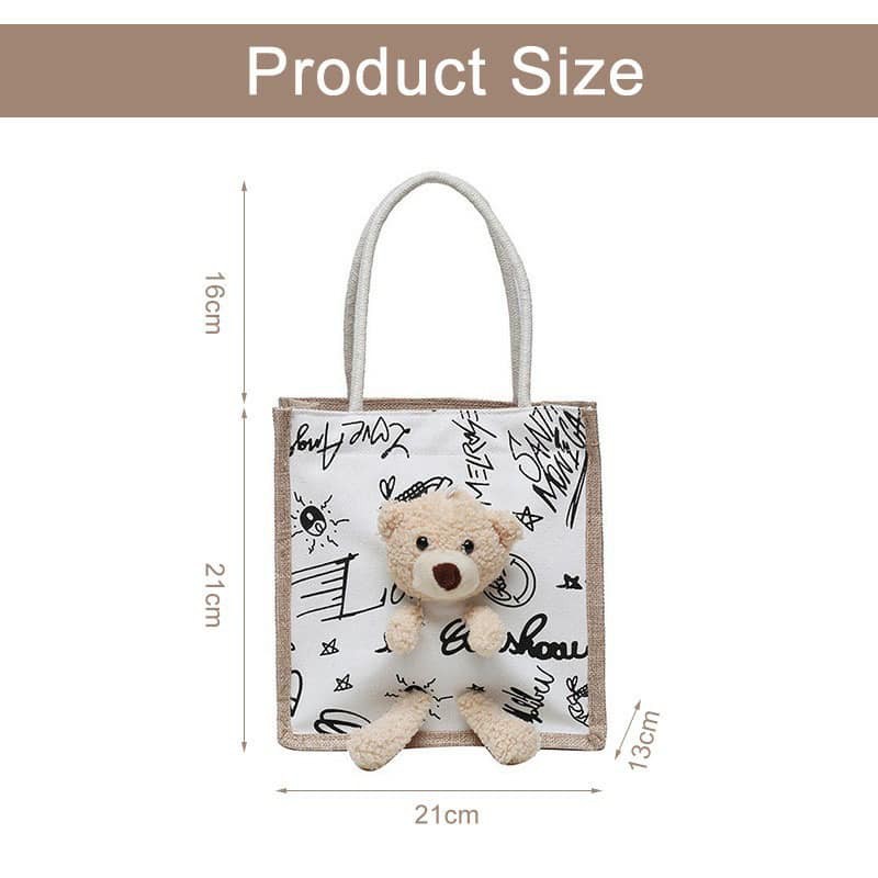 Túi Cói Kèm Gấu Teddy Kute Có Khóa Kéo | BigBuy360 - bigbuy360.vn