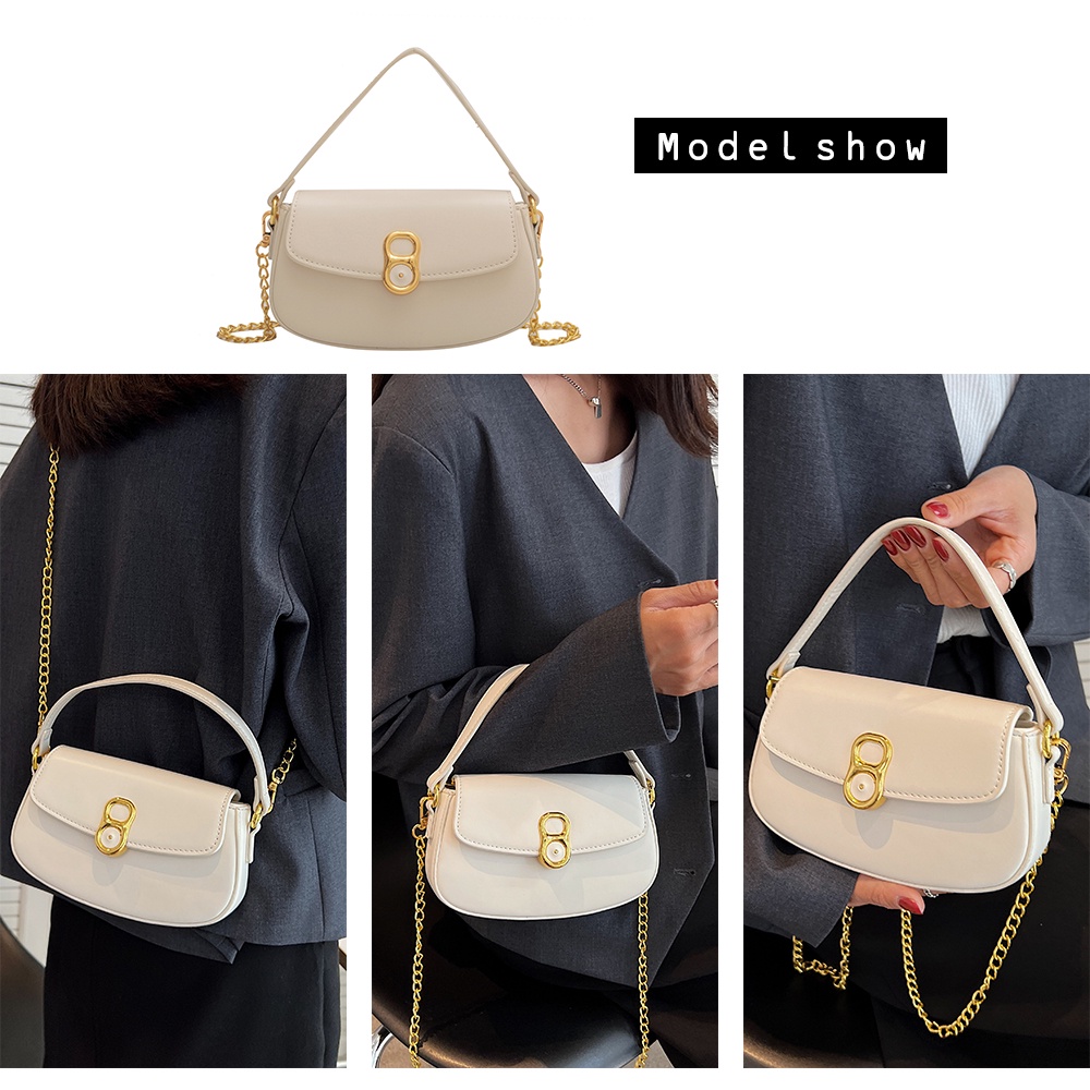 Túi xách nữ đeo chéo hàn quốc sang trọng thời trang dây xích vintage phong hàn quốc cao cấp đen da mềm đơn giản giá rẻ