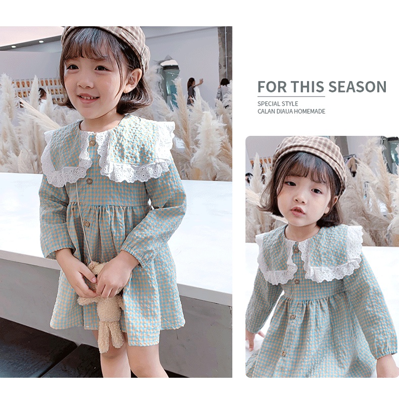 Đầm Công Chúa Tay Dài Họa Tiết Kẻ Sọc Phong Cách Mới Cho Bé Gái