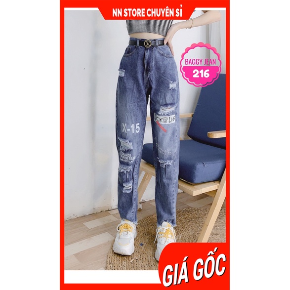 QUẦN BAGGY JEAN RÁCH BJT216  ⚡ẢNH THẬT⚡ QUẦN BAGGY NỮ ⚡ QUẦN JEAN NỮ ⚡ QUẦN JEAN 9 TẤC