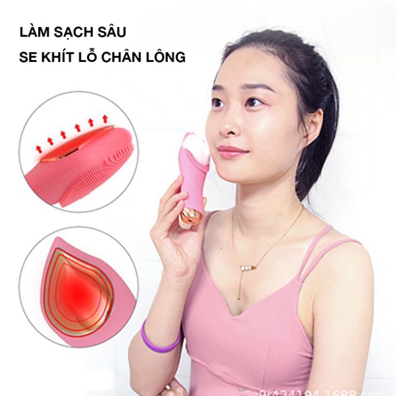 Máy rửa mặt Sóng Âm phối hợp technology Xung Nhiệt Giúp rửa sạch Và Đẩy khoáng chât Vào Sâu phía bên trong Da.