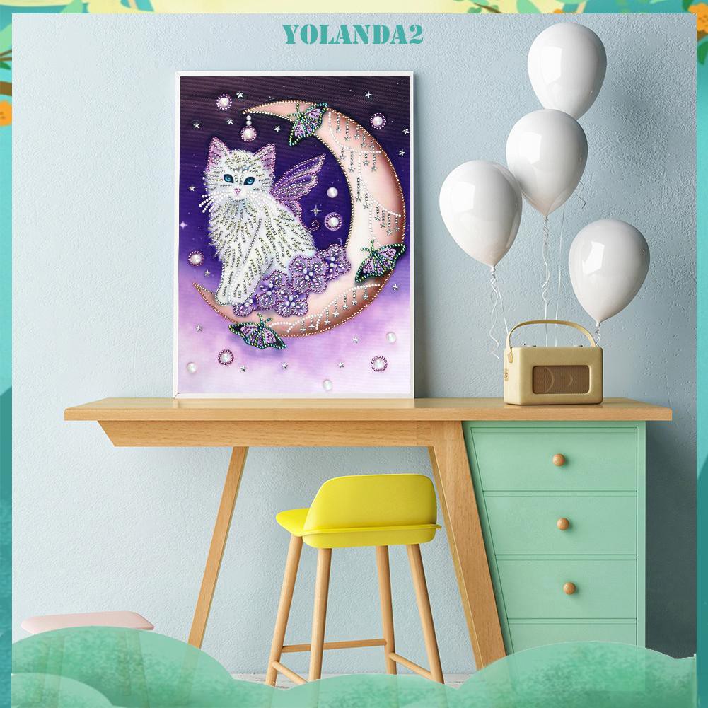 Bộ Tranh Đính Đá 5d Tự Làm Hình Chú Mèo Đáng Yêu