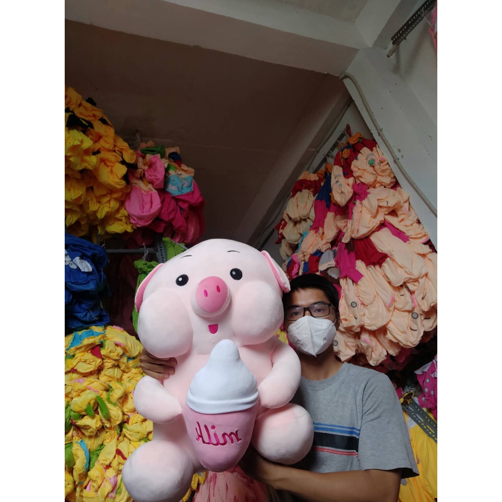 Heo Ôm Bình Sữa Gấu Bông