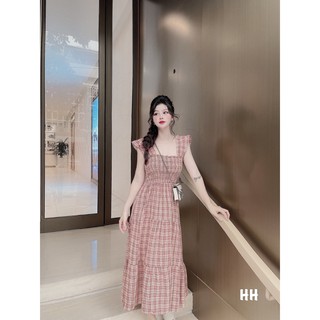Váy 2 Dây Cánh Tiên Chun Eo Đuôi Cá - đầm đuôi cá - đầm 2 dây cánh tiên chất thô kẻ xinh xắn - váy thô - đầm thô