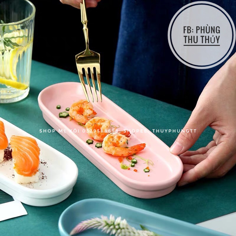 Đĩa sứ dài hình bầu dục