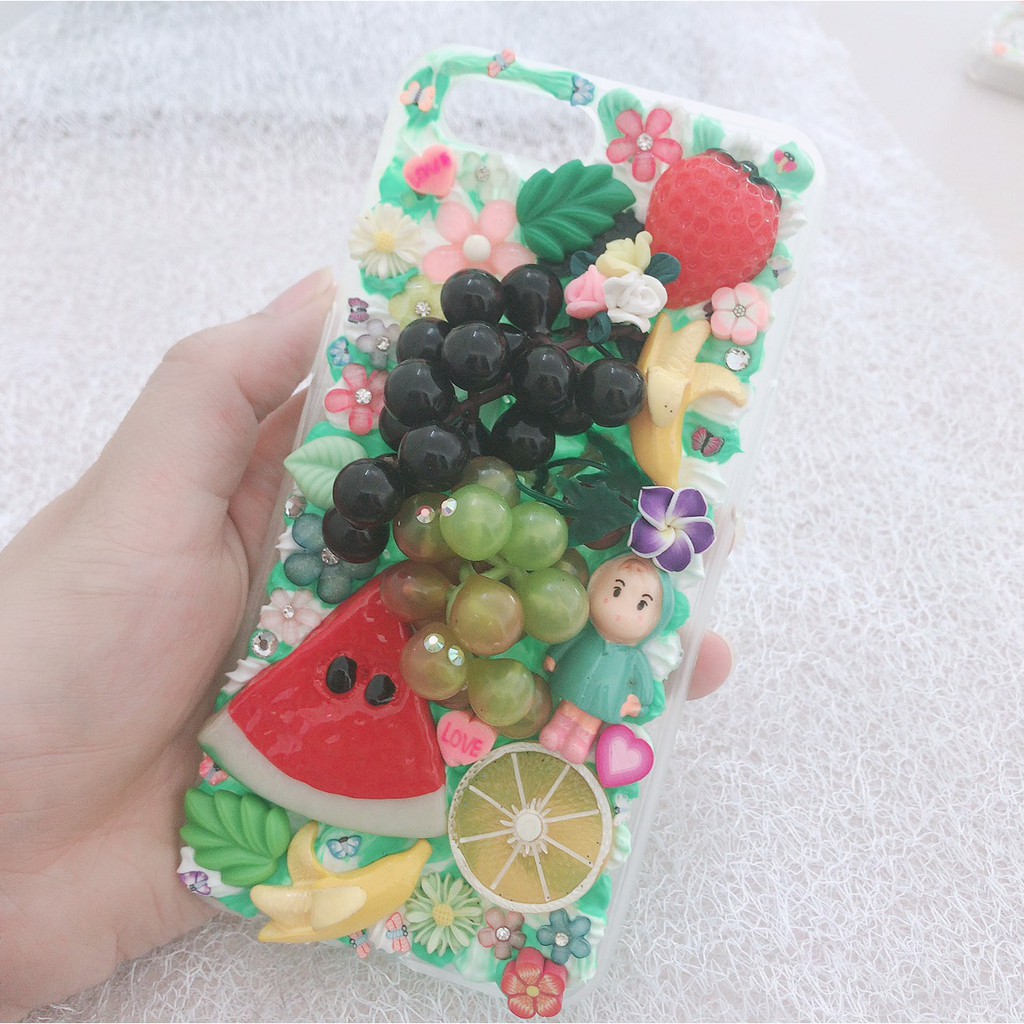 Set Nguyên Liệu Keo Kem Trang Trí Ốp lưng, trang trí ốp điện thoại mẫu  Hoa Quả