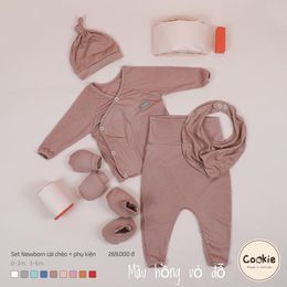 [Rẻ Vô Địch] Set cài chéo dài tay kèm phụ kiện trẻ sơ sinh Cookie