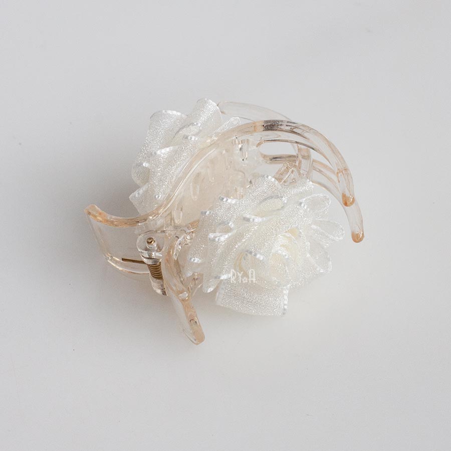 Kẹp tóc càng cua 3 răng hoa hồng voan RYA 71442