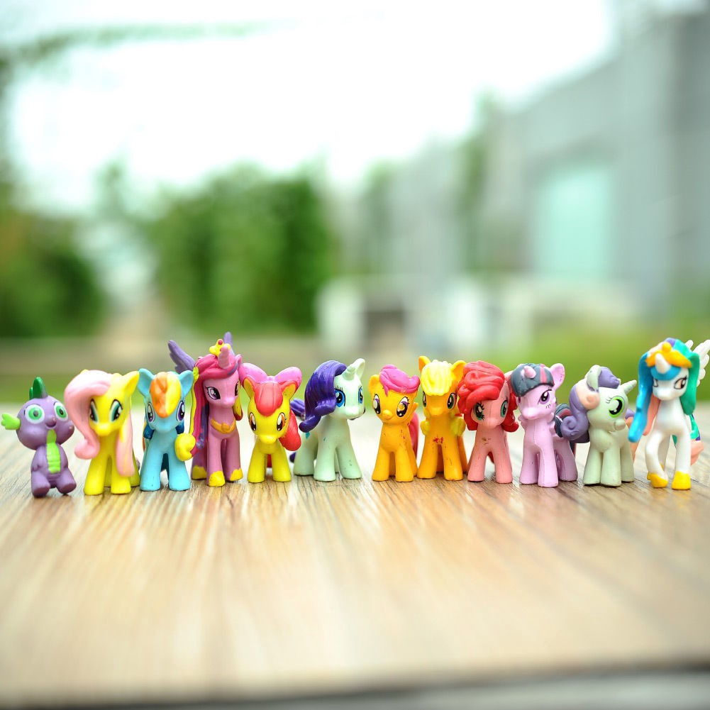 Set 12 Mô Hình Đồ Chơi Ngựa Pony Bằng Nhựa Pvc Màu Cầu Vồng