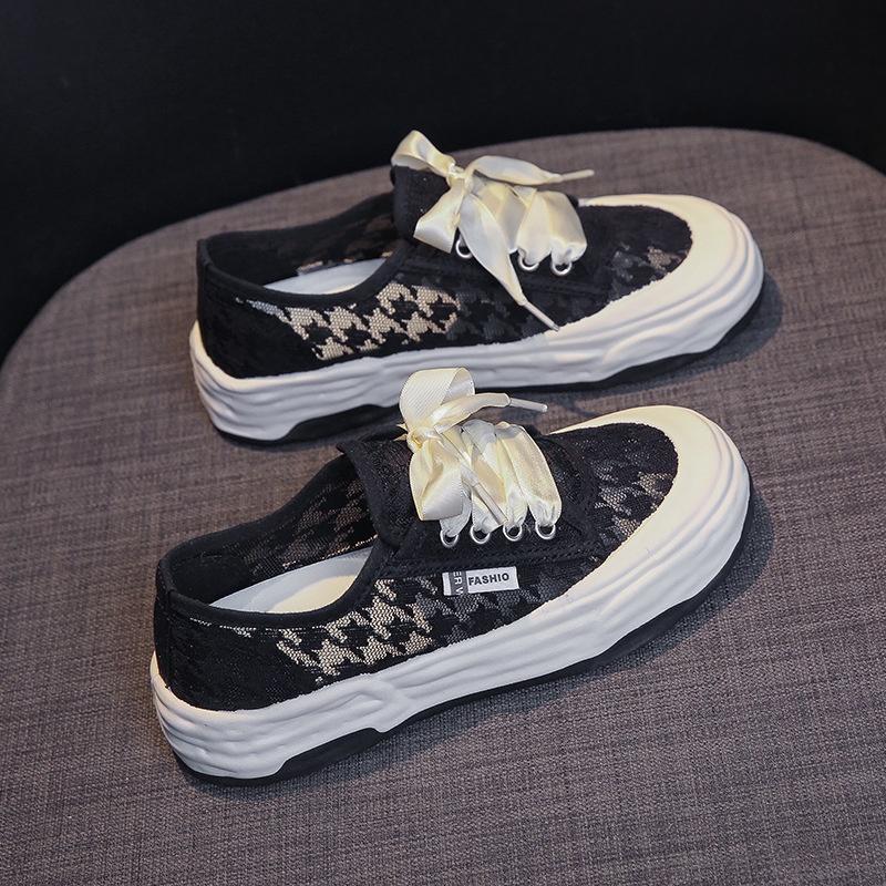 Giày Thể Thao Đế Bằng Phối Lưới Thoáng Khí Thời Trang Mùa Hè 2022 Mới Cho Nữ