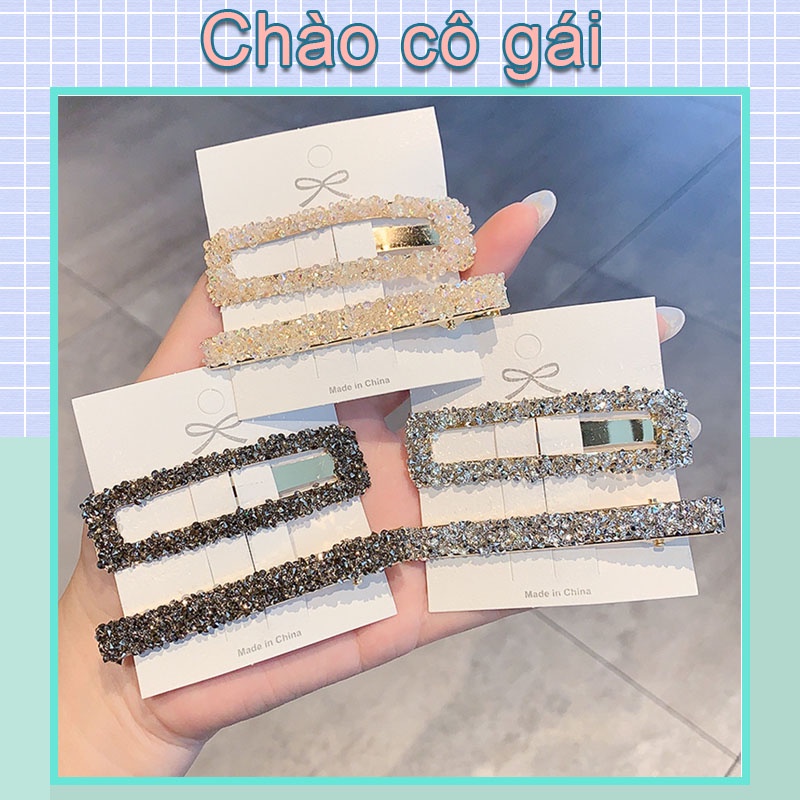 Kẹp tóc đính hạt kim loại thời trang cho nữ