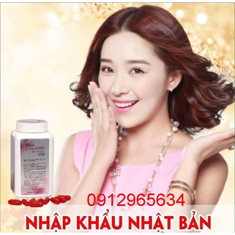 Viên uống Collagen Sakura nhập khẩu từ Nhật Bản bổ sung dinh dưỡng cho phụ nữ đẹp da đẹp dáng khoẻ mạnh trắng da 120v