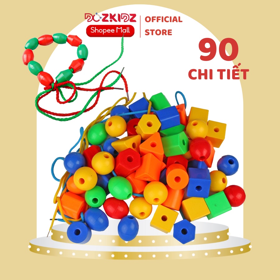 Đồ chơi trẻ em bộ xâu 90 hạt ( kèm 3 dây xâu ) - DOZKIDZ
