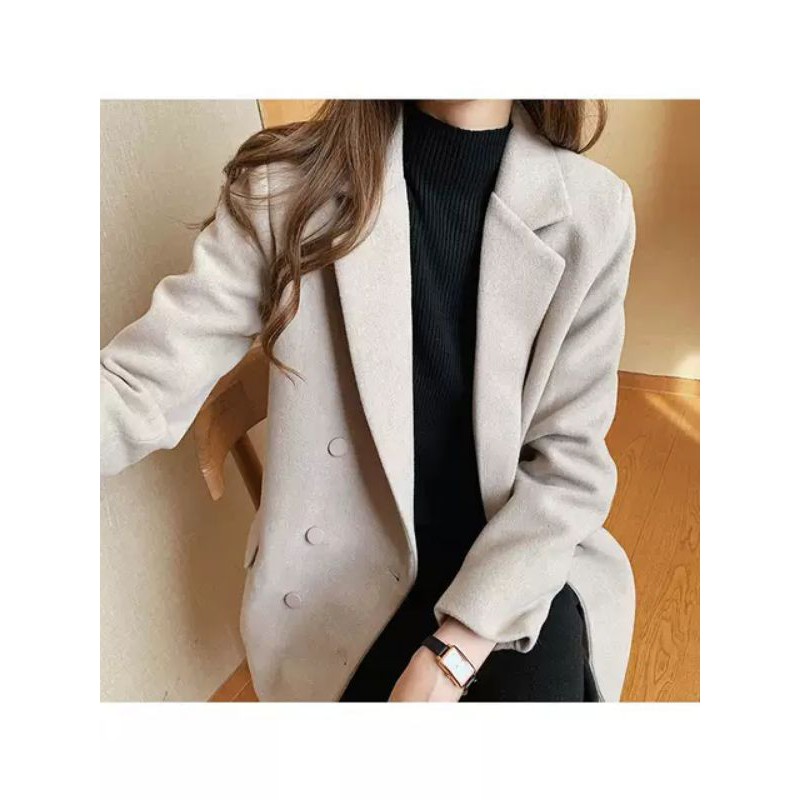 áo khoác dạ style Hàn Quốc đứng form cổ vest