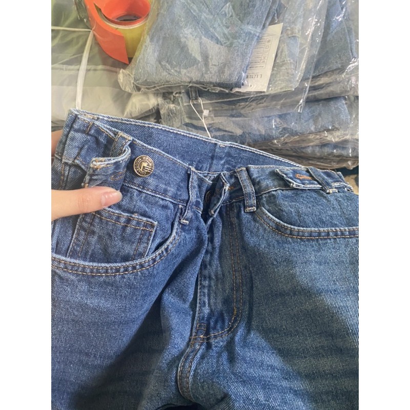 Quần retro baggy jeans ống suông dài nút hông rách xẻ kèm ảnh thật ulzzang unisex