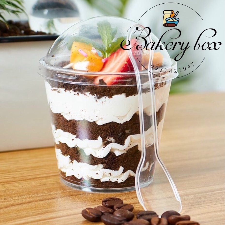 Ly Mica Nắp Cầu Đựng Mousse, Tiramisu, Panna Cotta 200ml