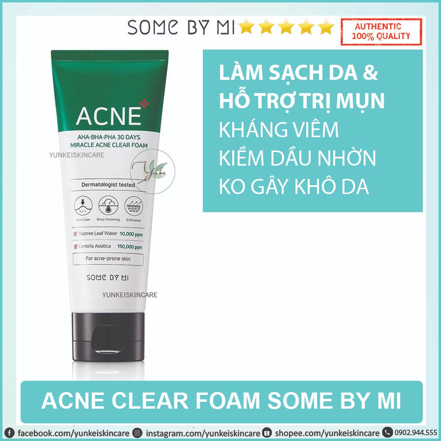 Sữa Rửa Mặt Làm Giảm, Ngăn Ngừa Mụn Some By Mi AHA-BHA-PHA 30 Days Miracle Acne Clear Foam 100ml fullsize