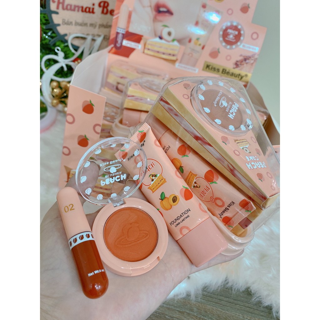 Set trang điểm bánh kem 3 món Peach
