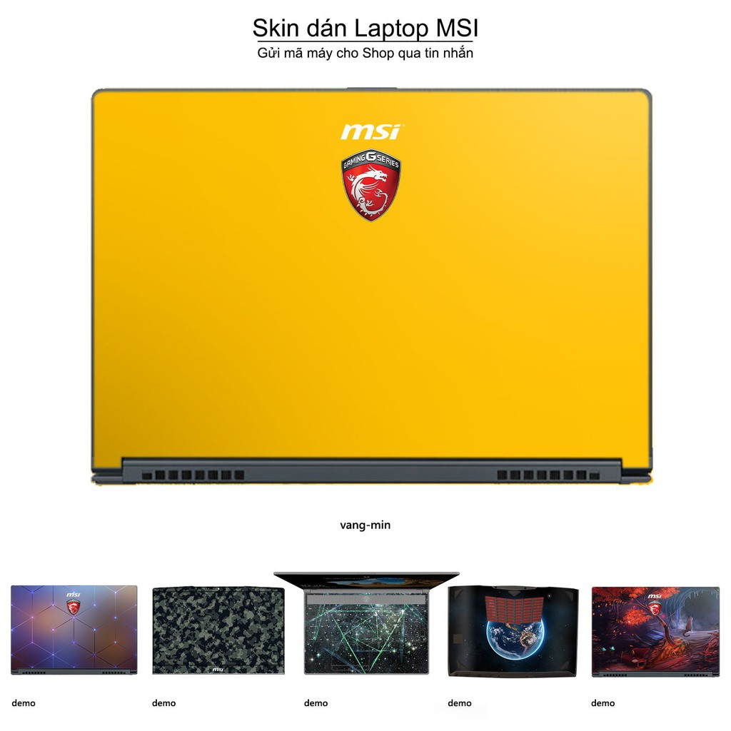 Skin dán Laptop MSI màu vàng mịn (inbox mã máy cho Shop)