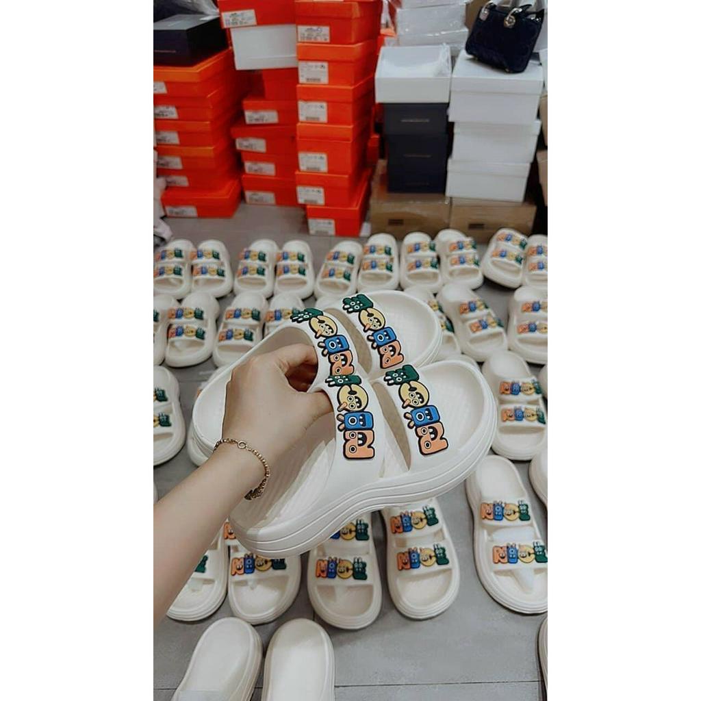 Ảnh thật  SR13 dép nữ hai quai đế bánh mỳ cao gắn stick chibi dễ thương êm chân