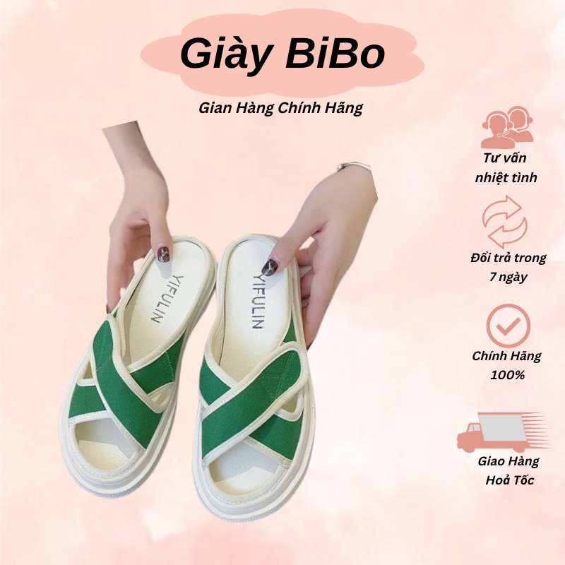 Dép sục nữ hở mũi, quai chéo nữ đế hộp cao 3 phân kiểu dáng Hàn Quốc