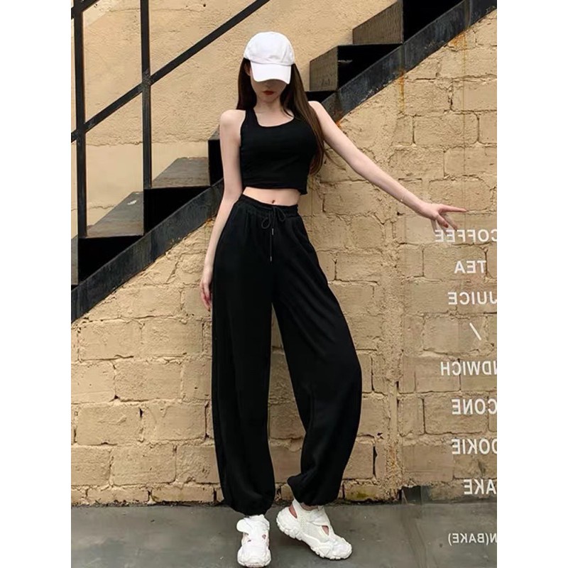 Quần ống rộng jogger nữ,nam unisex giá rẻ vải thun da cá dày dặn quần ống rộng nữ nỉ thun dáng jogger đẹp