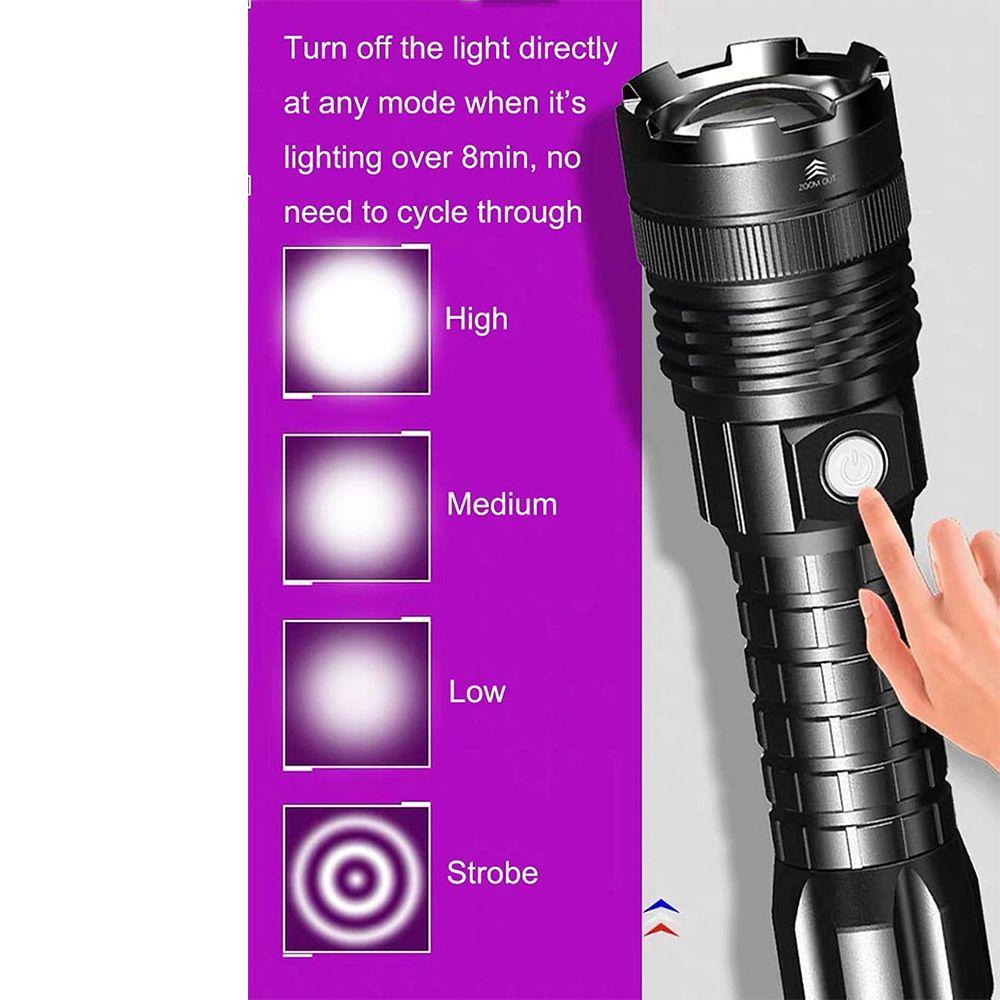 MYRONGVN Đèn Pin Cắm Trại Siêu Sáng, Màu Đen