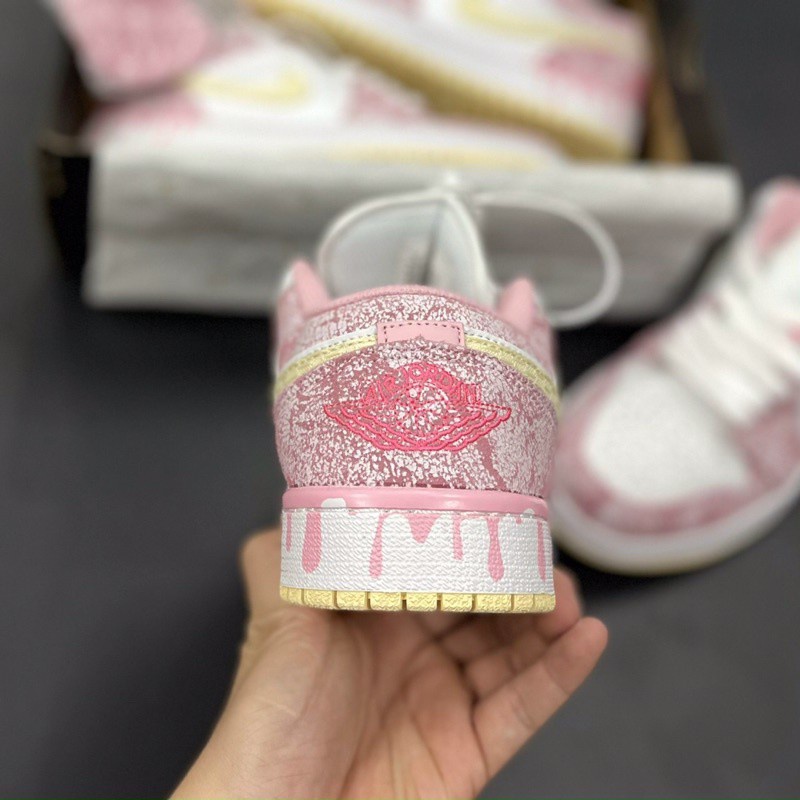 Giày Thể Thao Nữ Air Jordan 1 Low, Giày Sneaker JD 1 Hồng Kem Vảy Sơn cực hot cho Nữ Full Box 2021 | BigBuy360 - bigbuy360.vn