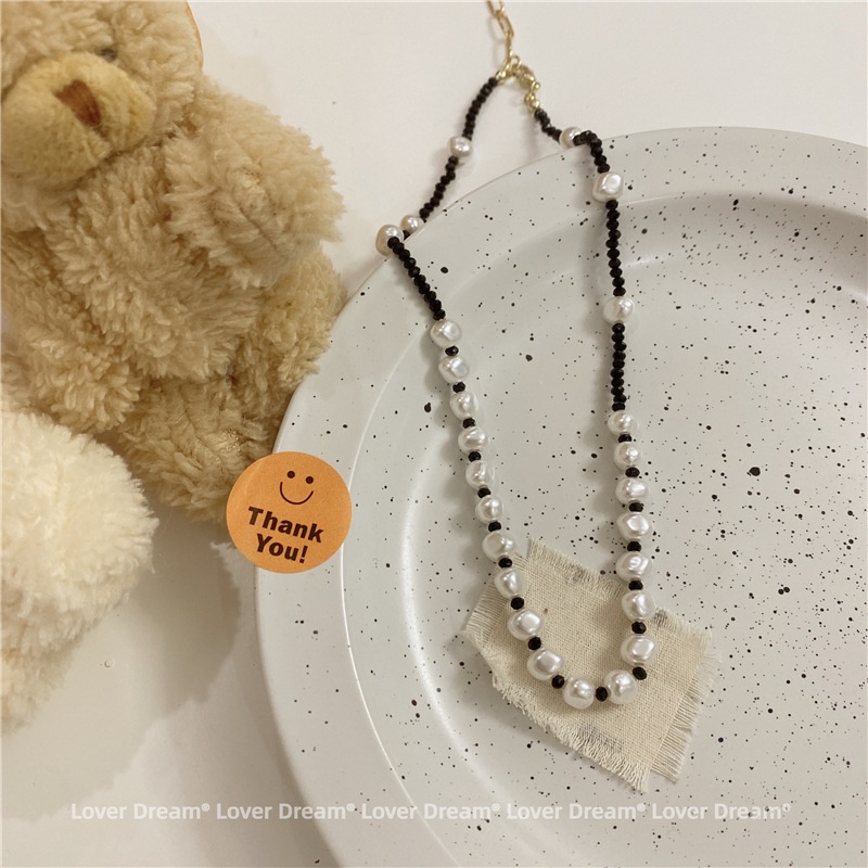 Dây Chuyền Ngọc Trai Màu Đen Đỏ Phong Cách Hàn Quốc 19A1302