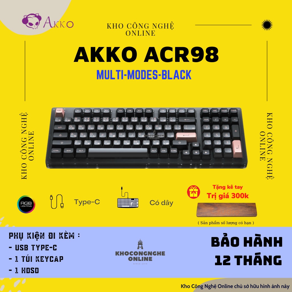 [Mã 33ELSALE hoàn 7% đơn 300K] Bàn phím cơ AKKO ACR98 Black (Hotswap / RGB / AKKO CS sw Jelly Black)