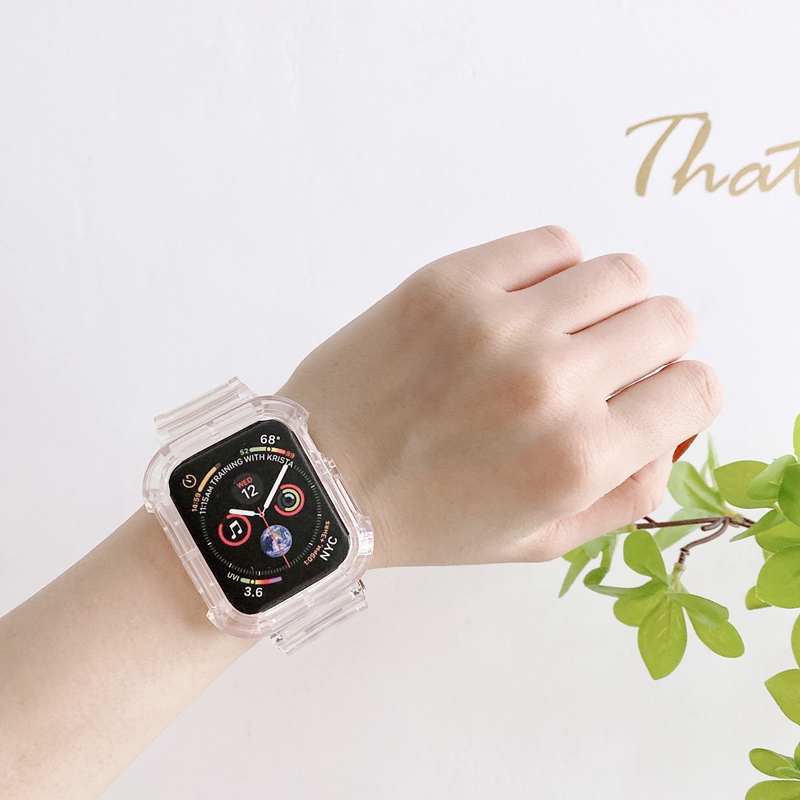 Dây Đeo Đồng Hồ Bằng Tpu Màu Trơn Phát Quang 38mm40mm42mm44mm Tùy Chỉnh Cho Apple Watch