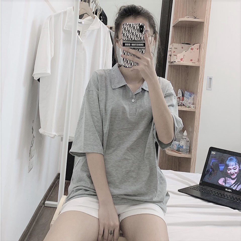 Áo polo Unisex nam nư Bingshop cổ cao tay lỡ hàng có size