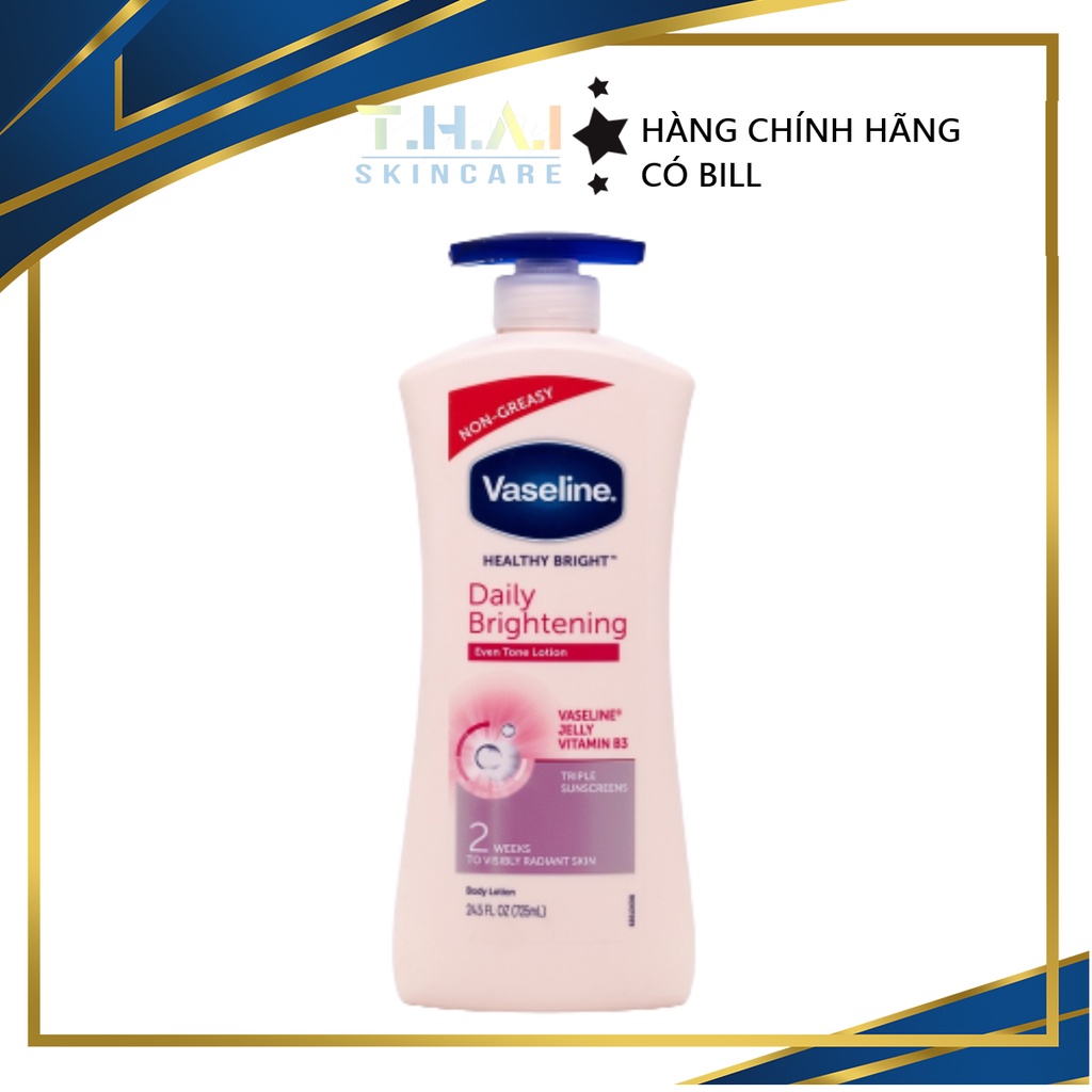 Sữa Dưỡng Thể Vaseline Healthy Bright Daily Brightening 725ml bản Mỹ vòi xanh hàng chuẩn