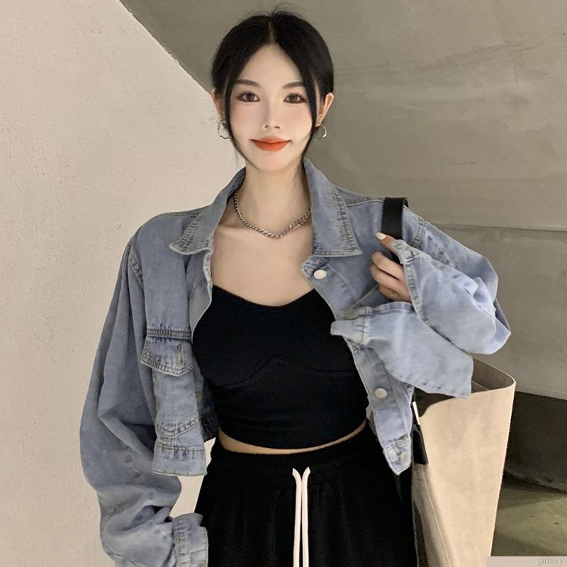 Áo hai dây có đệm màu sắc đơn giản phong cách Hàn Quốc cho nữ