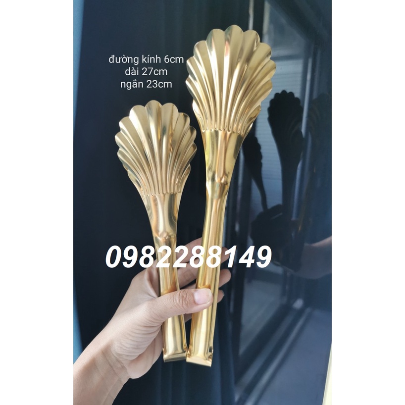 KẸP GẮP THỨC ĂN HÌNH SÒ INOX MẠ VÀNG SIZE LỚN/NHỎ.