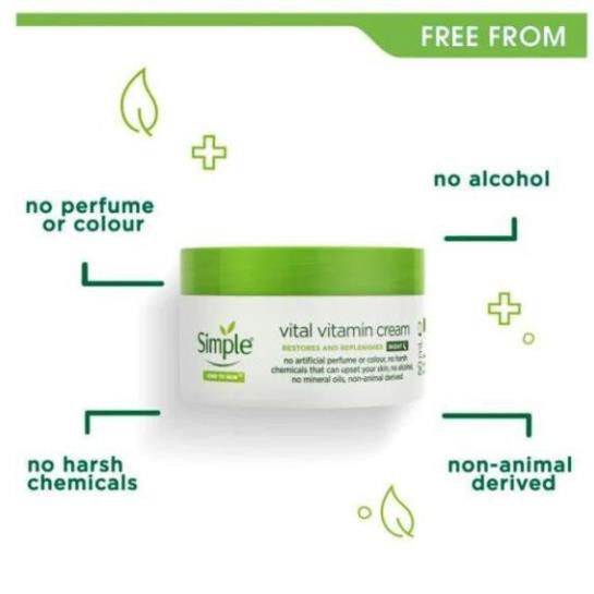 UK - Kem Dưỡng Ban Đêm Simple Vital Vitamin Cream - Dưỡng Ẩm và Phục Hồi Cho Da Nhạy Cảm 50ML