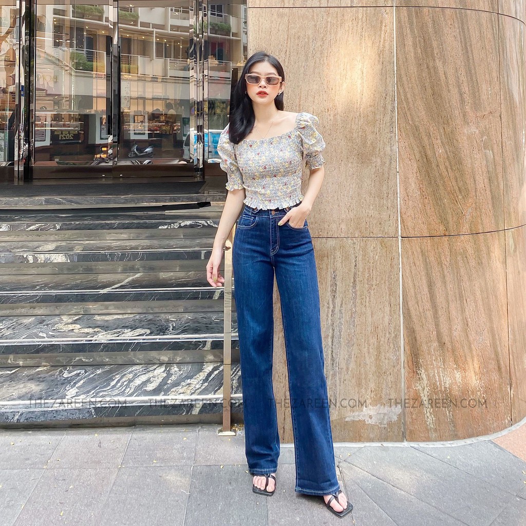 QUẦN JEANS SUÔNG 4 NÚT ZAREEN JEA108 XANH ĐẬM