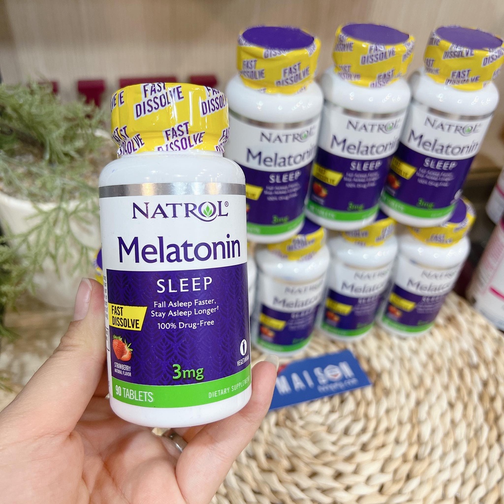 KẸO NGỦ VỊ DÂU NATROL MELATONIN SLEEP - Hàng Nhập USA Chính Hãng